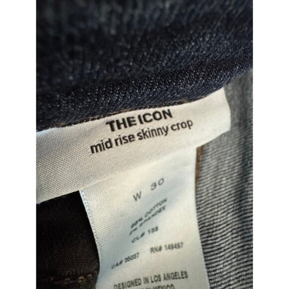 Joe's Jeans The Icon midrise skinny crop blue stretch denim cuffed raw hem Sz 30 - Picture 8 of 10